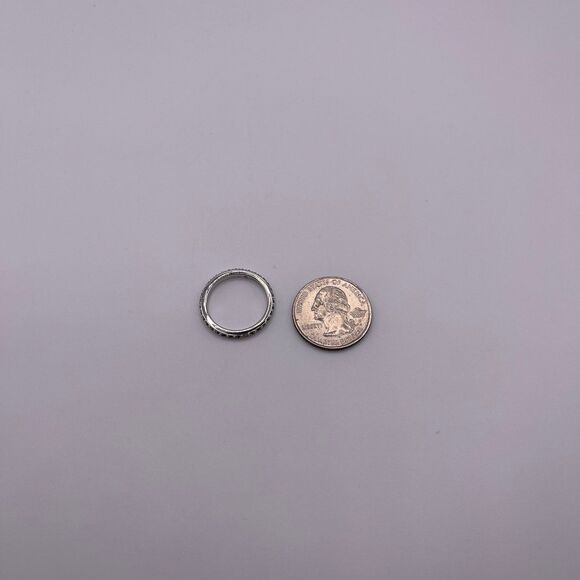 COACH Signature Silver Minimal Pave Rhinestone Band Ring - Picture 10 of 12